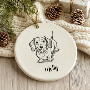 Personalized Dachshund Dog Christmas Ceramic Ornament