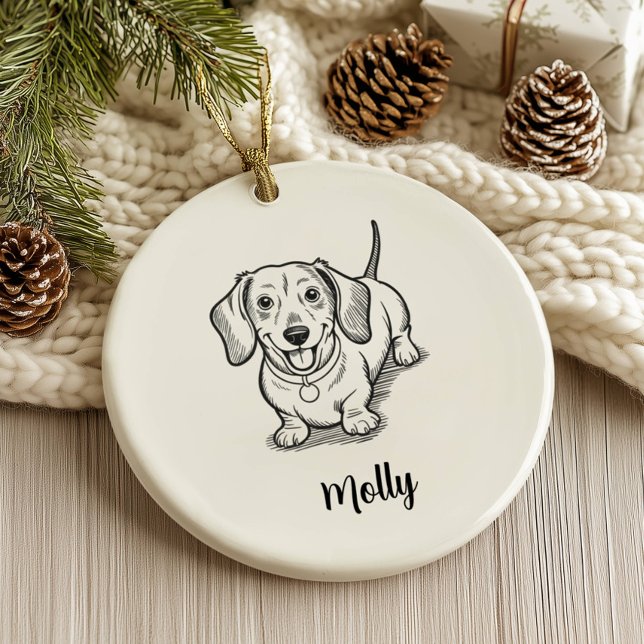 Personalized Dachshund Dog Christmas Ceramic Ornament (Creator Uploaded)