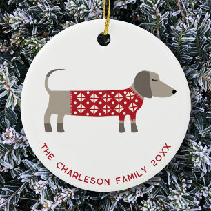 Personalized Dachshund Dog Fun Ceramic Ornament