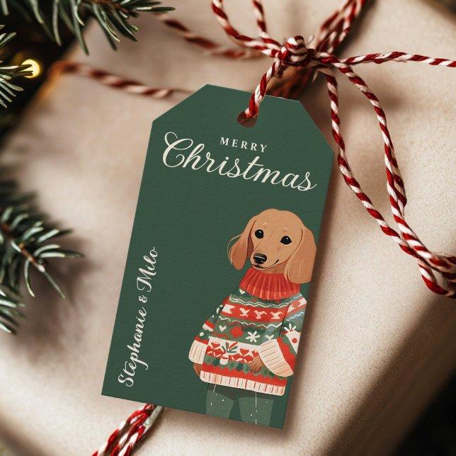 Personalized Dachshund Dog Holiday Gift Tag (Creator Uploaded)