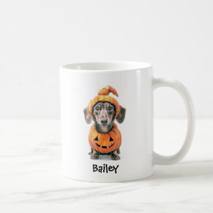 Personalized Dachshund Halloween  Pumpkin Dog Coffee Mug