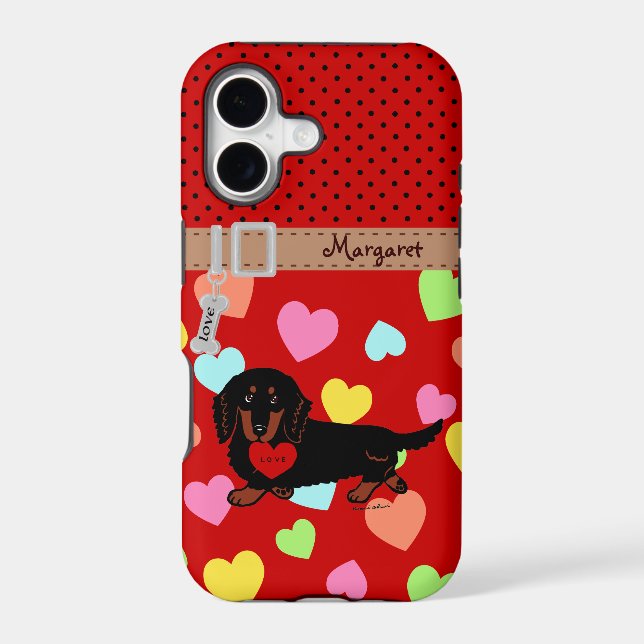 Personalized Dachshund Long Haired Black and Tan (Back)
