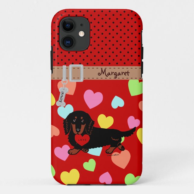 Personalized Dachshund Long Haired Black and Tan Case-Mate iPhone Case (Back)
