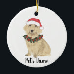 Personalized Dachshund (Long Haired, Cream) Ceramic Ornament<br><div class="desc">Make the nice list this year with a personalized ornament of your favourite little english cream dachshund elf! For the sweetest gifts,  pair it with a matching art print or another item from my collection!</div>