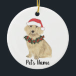 Personalized Dachshund (Long Haired, Cream) Ceramic Ornament<br><div class="desc">Make the nice list this year with a personalized ornament of your favourite little english cream dachshund elf! For the sweetest gifts,  pair it with a matching art print or another item from my collection!</div>