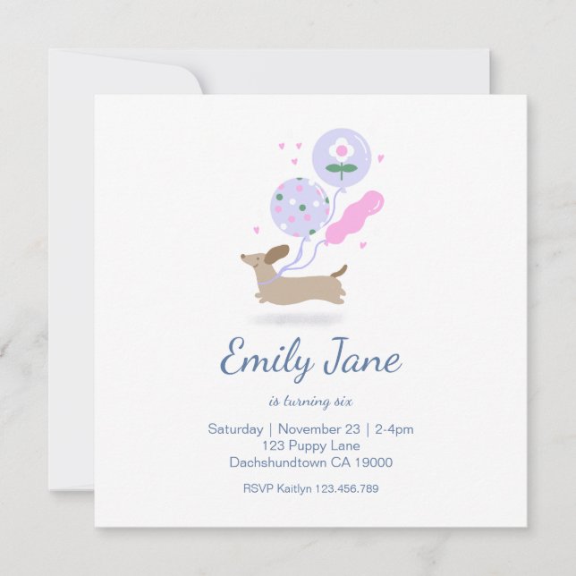Personalized Dachshund Lover Birthday Party Pink (Front)
