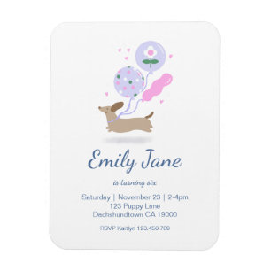 Personalized Dachshund Lover Birthday Party Pink Magnet