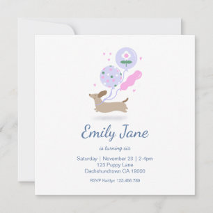 Personalized Dachshund Lover Birthday Party Pink Save The Date