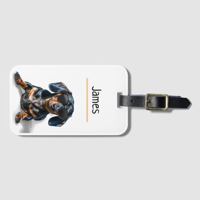 Personalized Dachshund Luggage Tag (Front Horizontal)