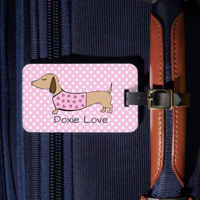 Personalized Dachshund Luggage Tag for Travel (Front Insitu 4)