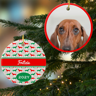 Personalized Dachshund Photo Year  Ceramic Ornament