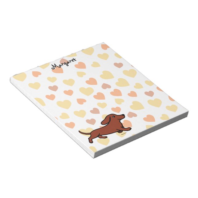 Personalized Dachshund Running Cartoon Notepad (Angled)