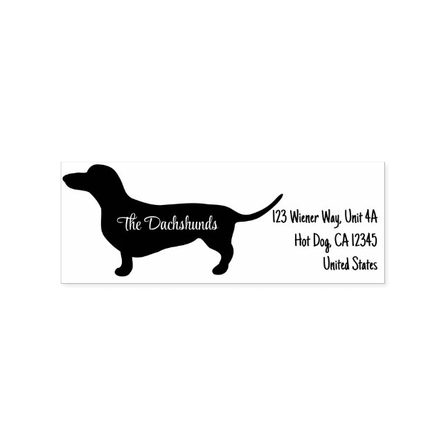 Personalized Dachshund Silhouette with Name Rubber Stamp (Stamped)