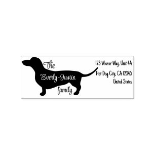 Personalized Dachshund Silhouette with Script Name Rubber Stamp
