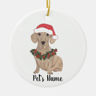 Personalized Dachshund (Smooth, Red) Ceramic Ornament