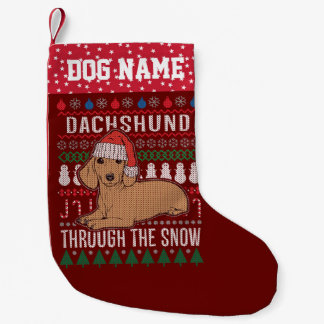Personalized Dachshund Through The Snow Holiday Small Christmas Stocking