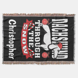 Personalized Dachshund Through The Snow Holiday Throw Blanket