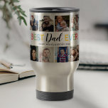 Personalized Dad 8 Photo Travel Mug<br><div class="desc">Cute dad photo coffee mug featuring 8 family pictures,  a colourful "best dad ever" typographic design,  and the kids names.</div>