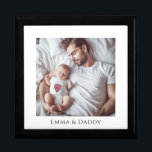 Personalized Dad And Baby Photo Wood Keepsake Box<br><div class="desc">A sweet personalized photo wood lacquered keepsake box. Replace this photo with your own favourite photo of any kind.</div>