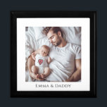 Personalized Dad And Baby Photo Wood Keepsake Box<br><div class="desc">A sweet personalized photo wood lacquered keepsake box. Replace this photo with your own favourite photo of any kind.</div>