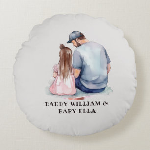 Personalized Dad and Daughter (8) Round Pillow