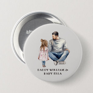 Personalized Dad and Daughters (12) 3 Inch Round Button