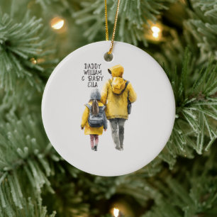 Personalized Dad and Daughters (15) Ceramic Ornament