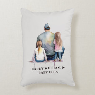 Personalized Dad and Daughters (9) Accent Pillow