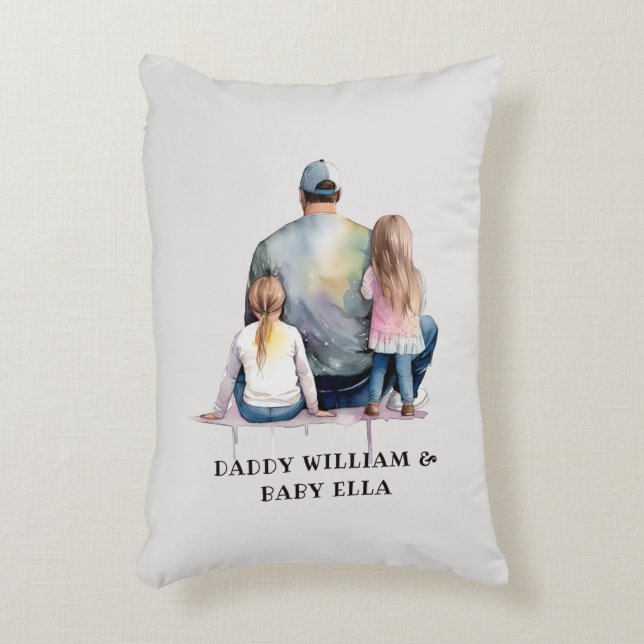 Personalized Dad and Daughters (9) Accent Pillow (Front(Vertical))