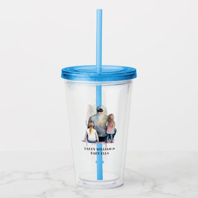 Personalized Dad and Daughters (9) Acrylic Tumbler (Front)