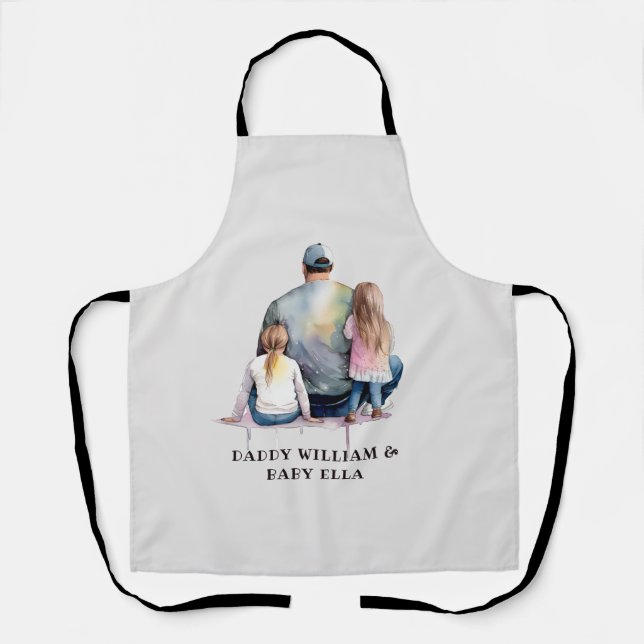 Personalized Dad and Daughters (9) Apron (Front)