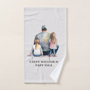 Personalized Dad and Daughters (9) Bath Towel Set