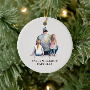 Personalized Dad and Daughters (9) Ceramic Ornament