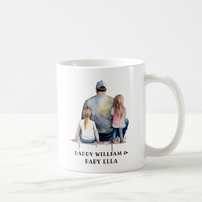 Personalized Dad and Daughters (9) Coffee Mug (Right)