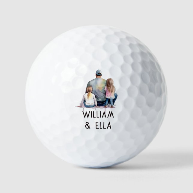 Personalized Dad and Daughters (9) Golf Balls (Front)