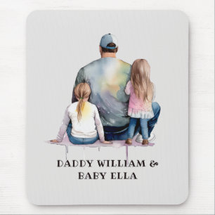 Personalized Dad and Daughters (9) Mouse Pad