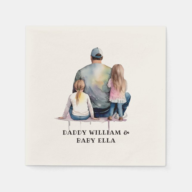 Personalized Dad and Daughters (9) Napkin (Front)