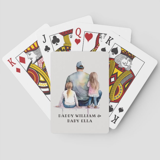 Personalized Dad and Daughters (9) Playing Cards (Back)