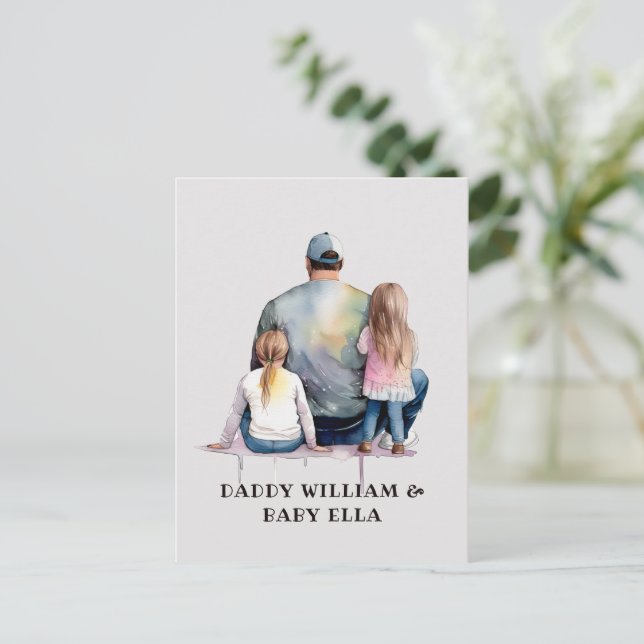 Personalized Dad and Daughters (9) Postcard (Standing Front)
