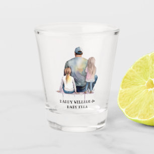 Personalized Dad and Daughters (9) Shot Glass