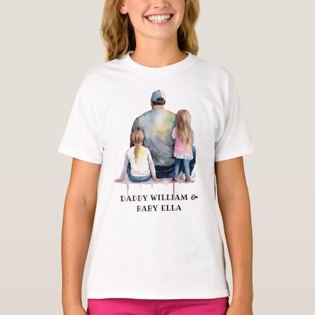 Personalized Dad and Daughters (9) T-Shirt (Front)