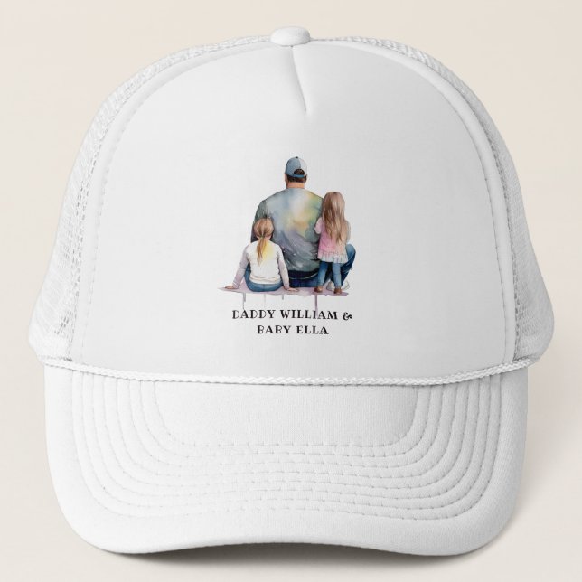Personalized Dad and Daughters (9) Trucker Hat (Front)