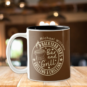Personalized Dad Bar and Grill  Two-Tone Coffee Mug
