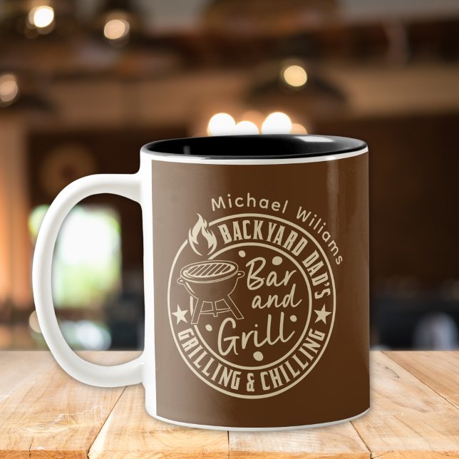 Personalized Dad Bar and Grill  Two-Tone Coffee Mug (Creator Uploaded)