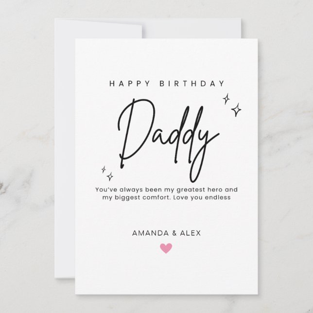 Personalized Dad Birthday Card Simple Minimalist (Front)