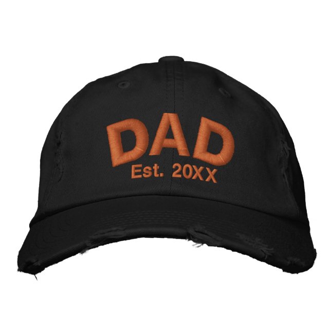 Personalized Dad Cap, Custom Distressed Twill Embroidered Hat (Front)