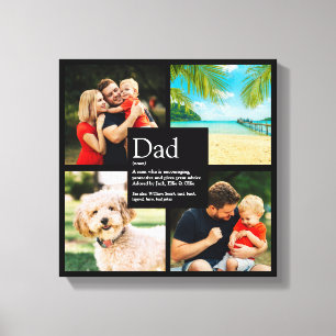 Personalized Dad Definition Modern 4 Photo Collage Canvas Print
