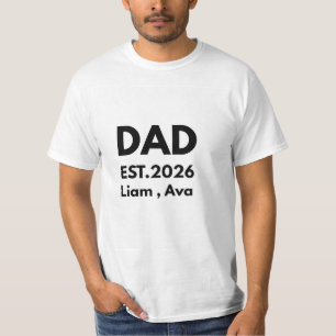 Personalized Dad EST 2026 T-Shirt with Kids Names