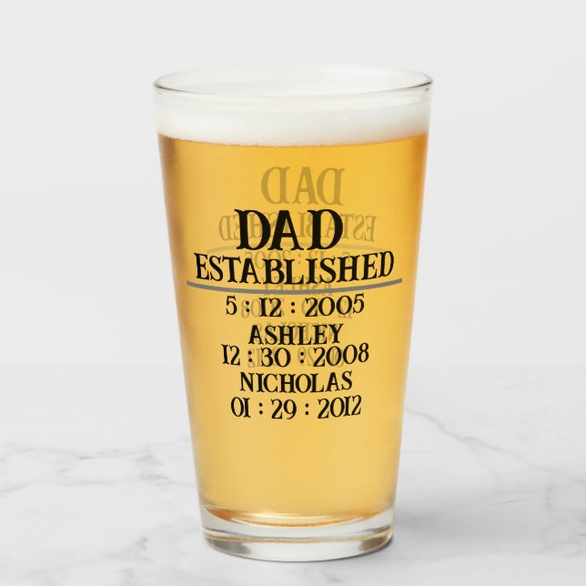 Personalized dad est father's day 2024 glass (Front Filled)