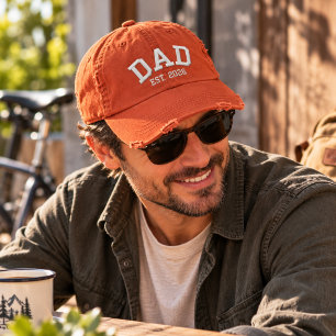 Personalized Dad EST. Year Embroidered Distressed  Hat